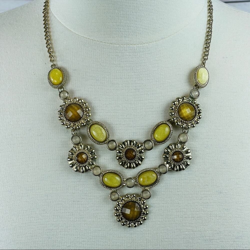 New York & Company gold yellow and amber brown necklace